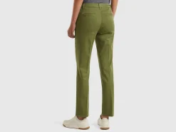 Military green slim fit cotton chinos