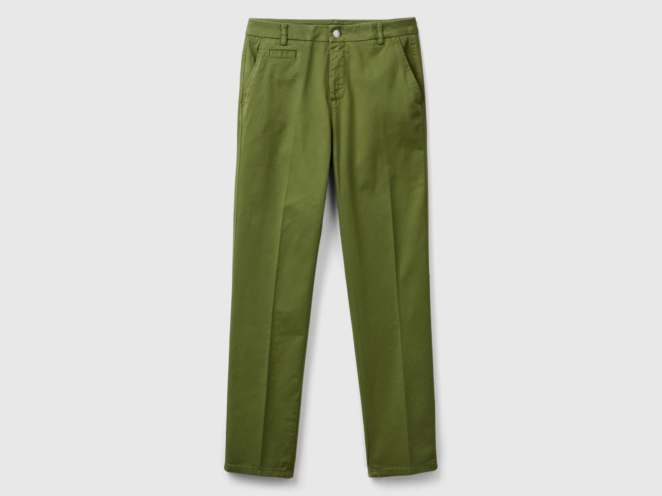 Military green slim fit cotton chinos