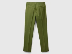 Military green slim fit cotton chinos
