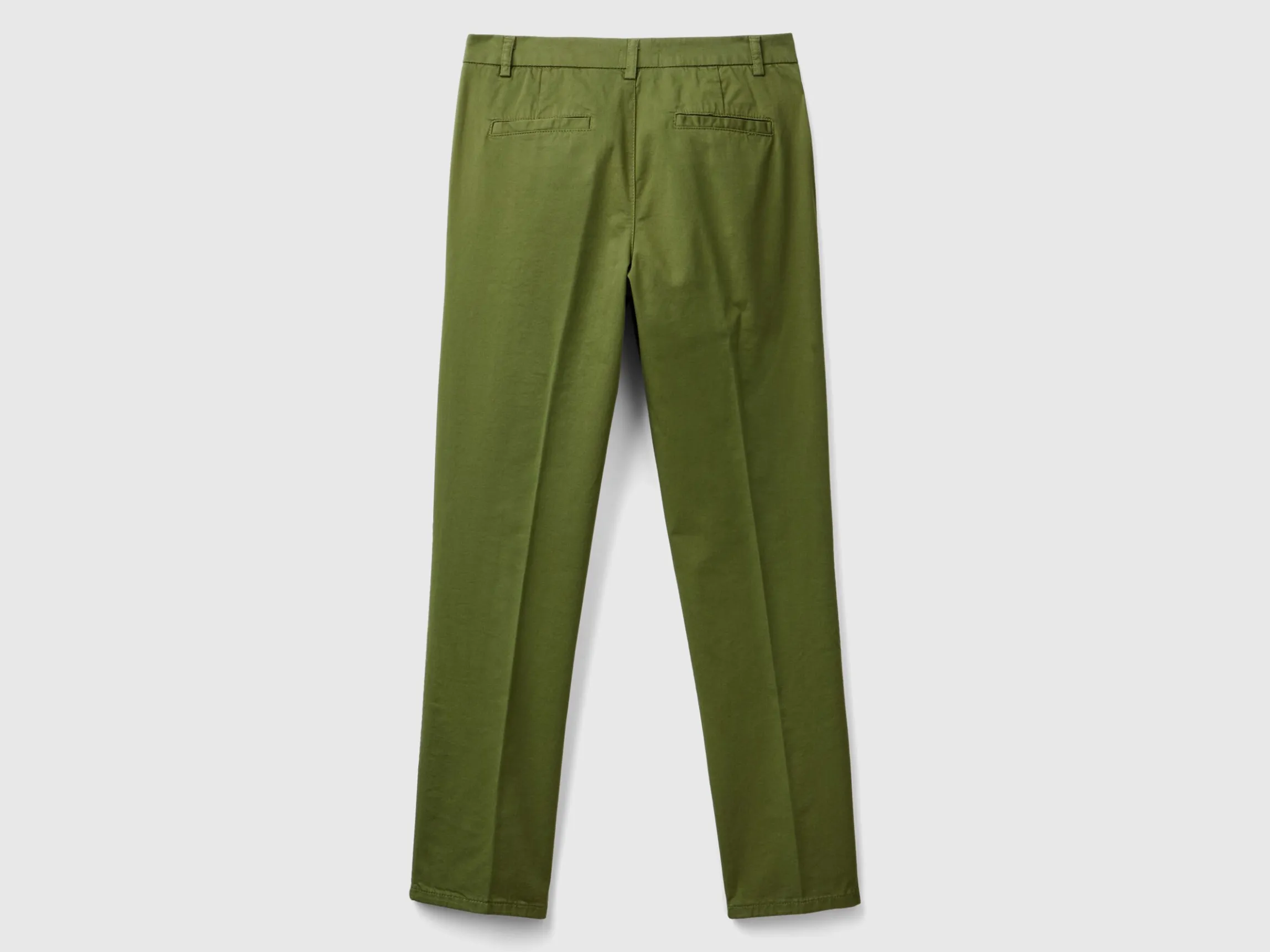 Military green slim fit cotton chinos