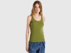 Military green tank top in pure cotton