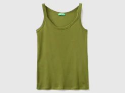 Military green tank top in pure cotton