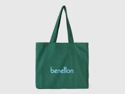 Military green tote bag in pure cotton
