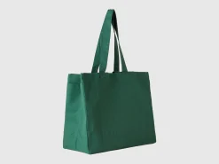 Military green tote bag in pure cotton