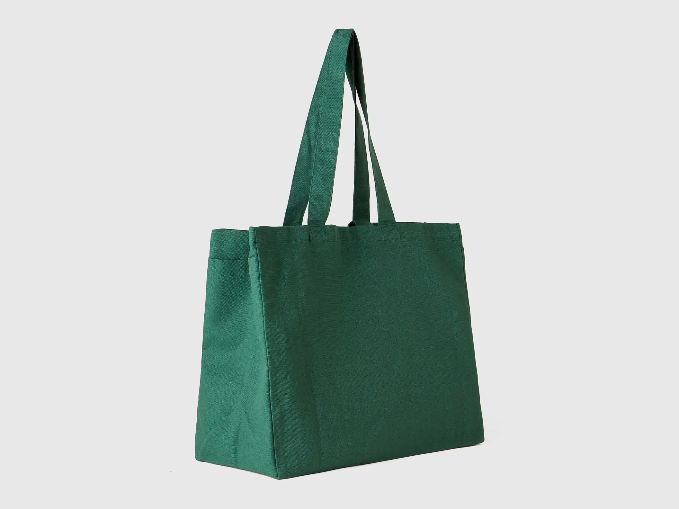 Military green tote bag in pure cotton