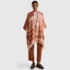 Multicolor poncho in wool blend