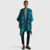 Multicolor poncho in wool blend