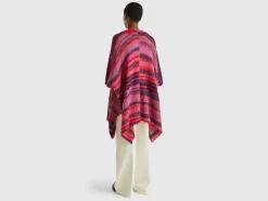 Multicolor poncho in wool blend