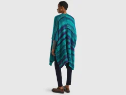 Multicolor poncho in wool blend