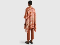Multicolor poncho in wool blend