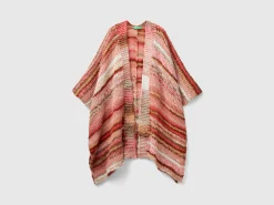 Multicolor poncho in wool blend