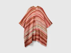 Multicolor poncho in wool blend