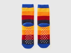 Multicolor striped non-slip socks