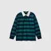 Multicolor striped rugby polo