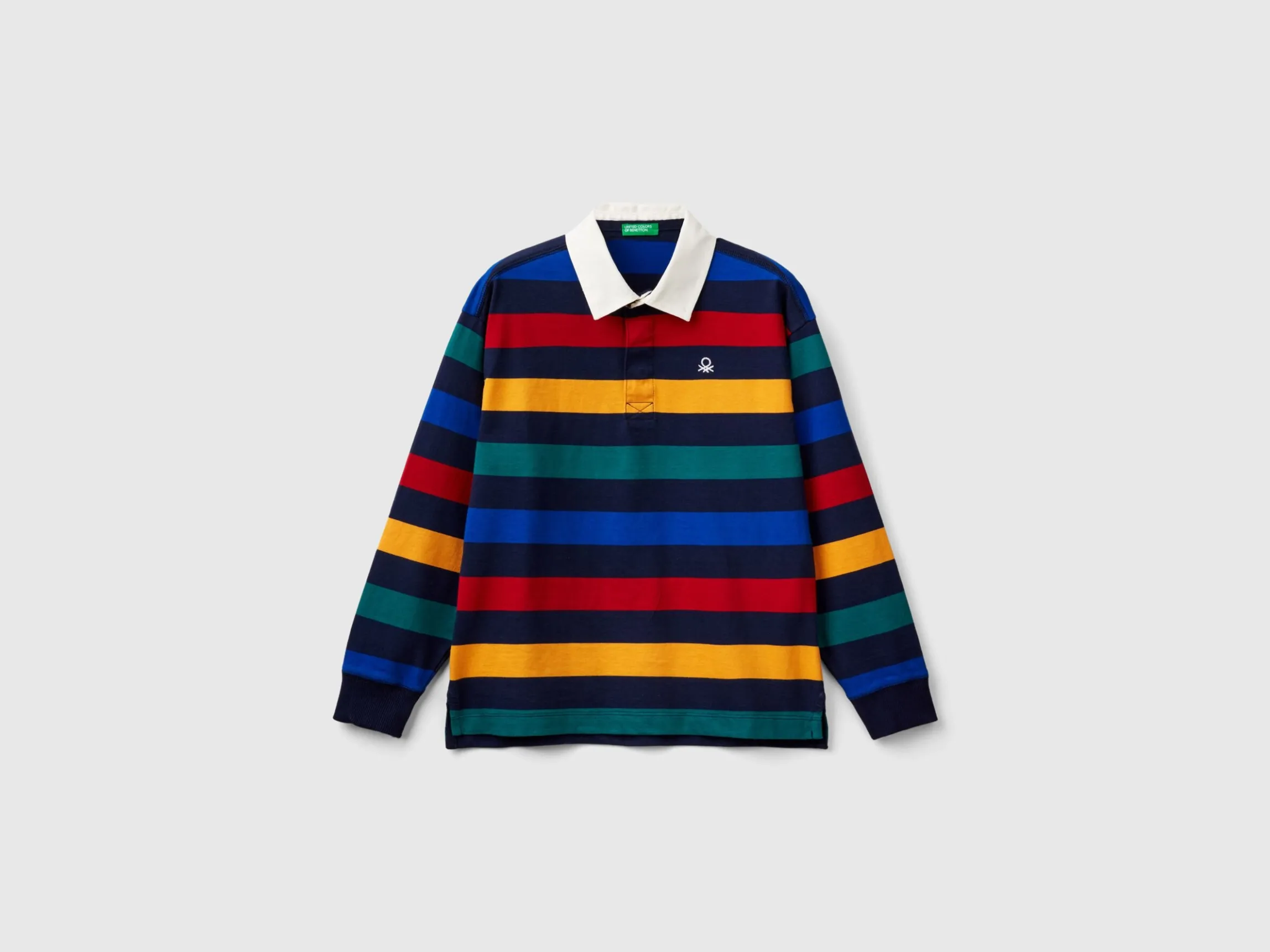 Multicolor striped rugby polo
