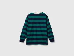 Multicolor striped rugby polo