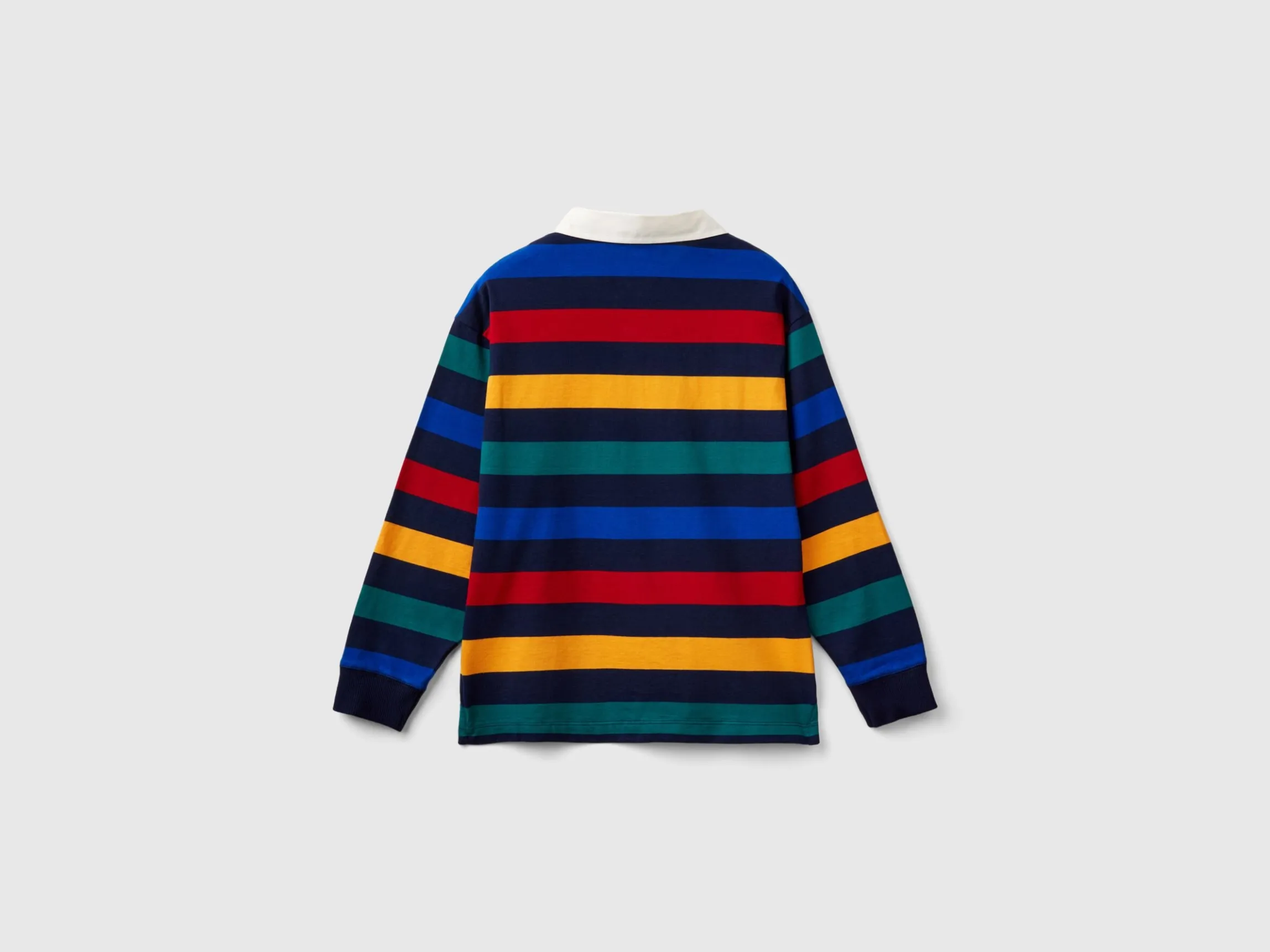 Multicolor striped rugby polo