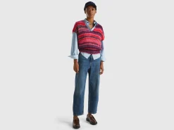 Multicolor vest in wool blend