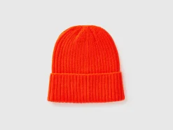 Neon orange beanie with embroidery