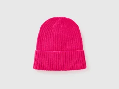 Neon pink beanie with embroidery