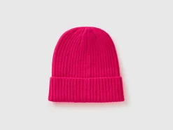Neon pink beanie with embroidery