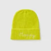 Neon yellow beanie with embroidery