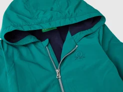 Nylon jacket with hood