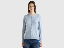 Ocean blue cardigan in wool and cashmere blend