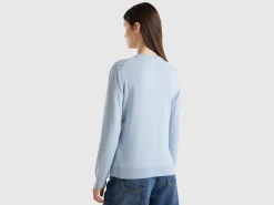 Ocean blue cardigan in wool and cashmere blend