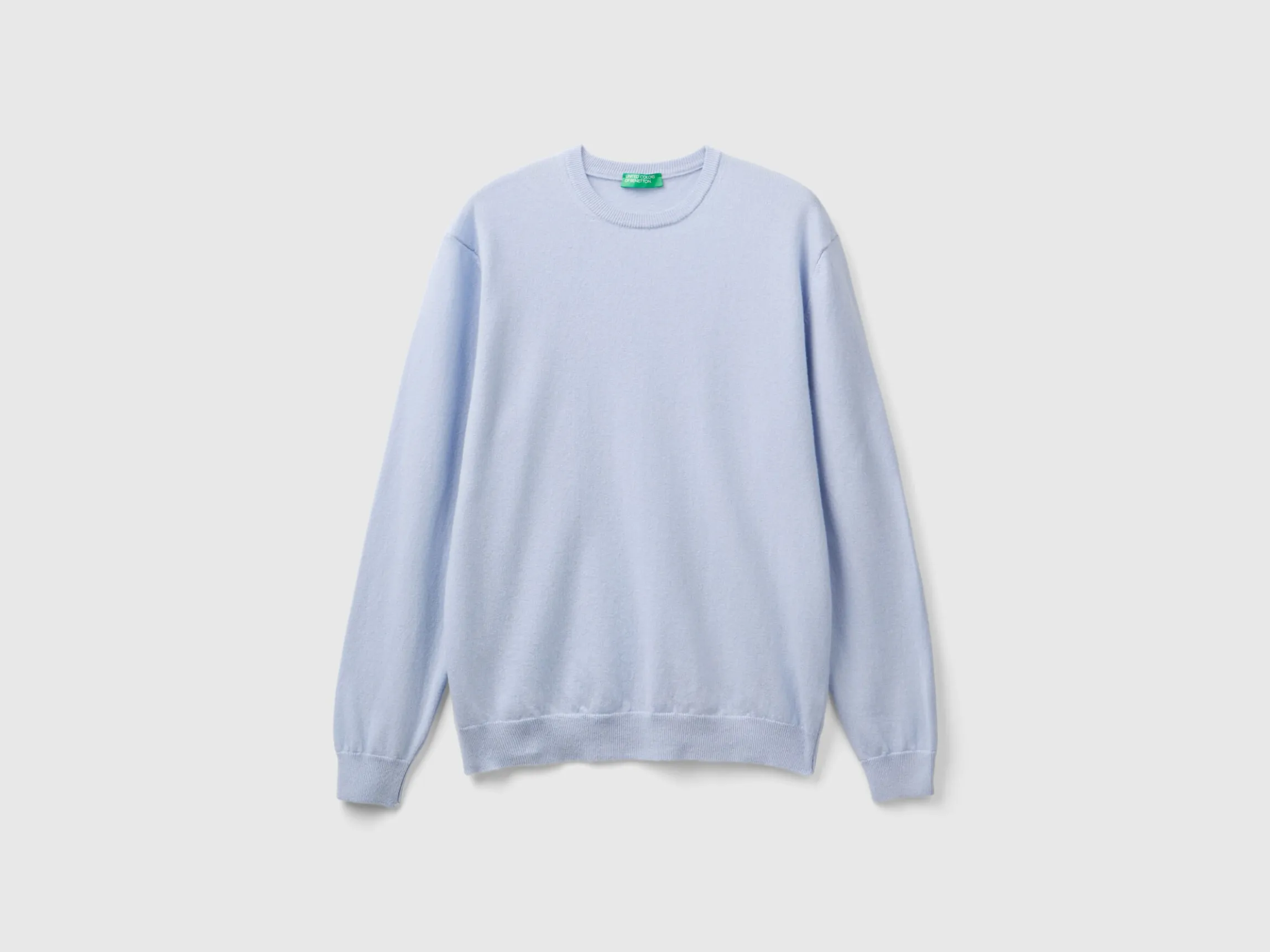 Ocean blue crew neck sweater in pure Merino wool