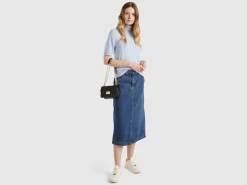 Ocean blue short sleeve turtleneck in cashmere blend