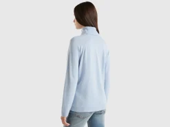 Ocean blue turtleneck in wool and cashmere blend