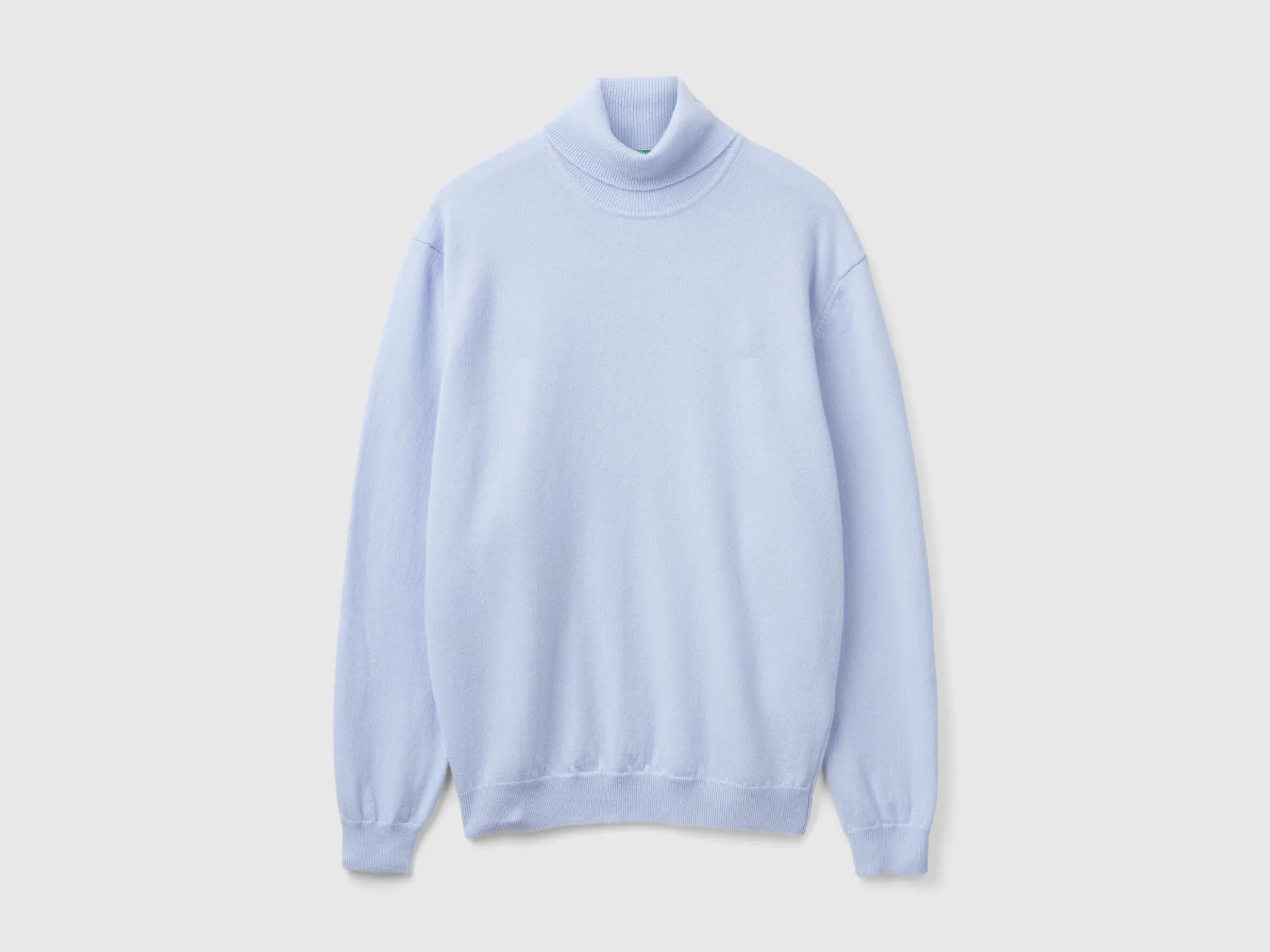 Ocean blue turtleneck in pure Merino wool