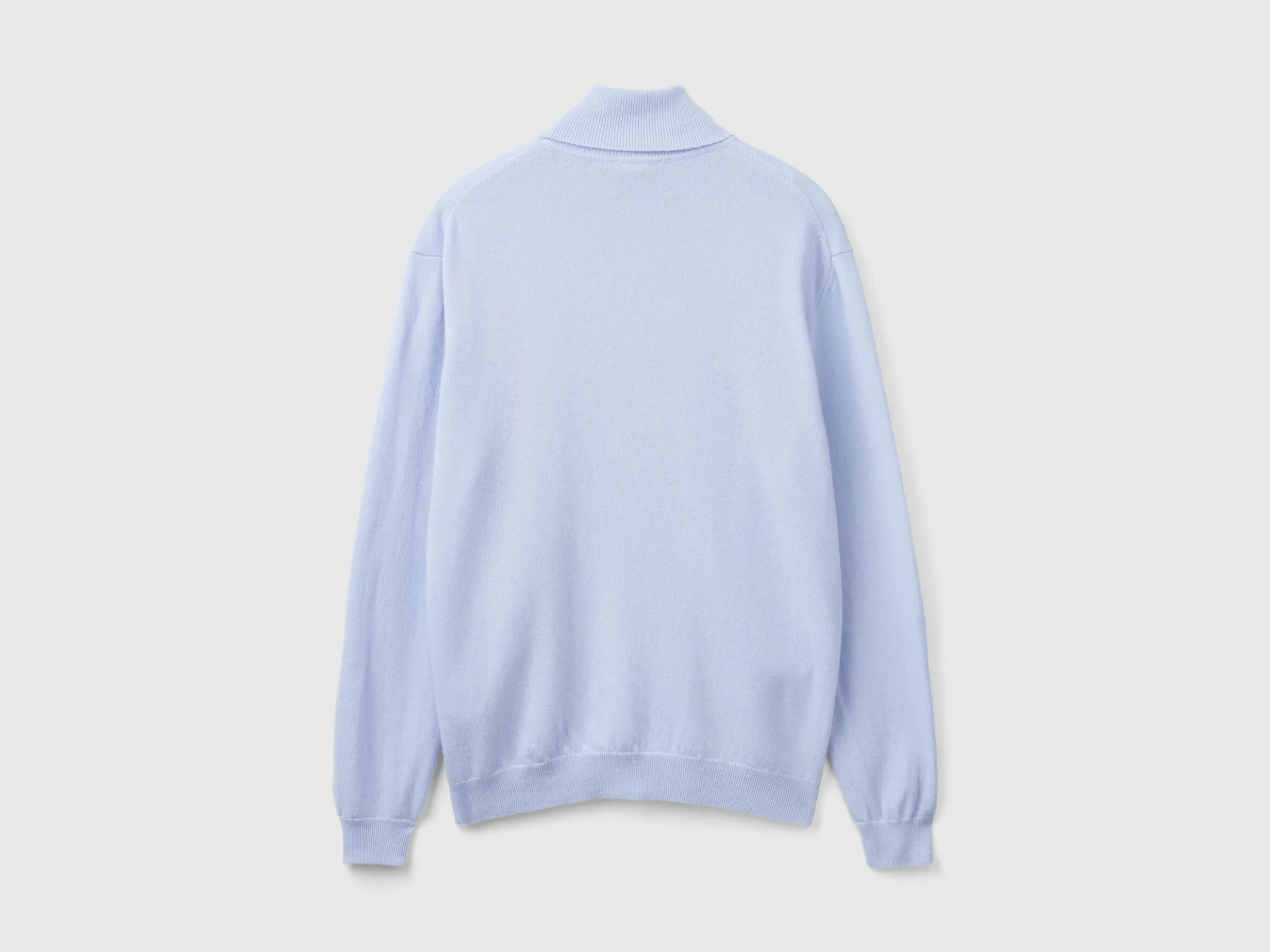 Ocean blue turtleneck in pure Merino wool