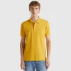 Ocher yellow slim fit polo
