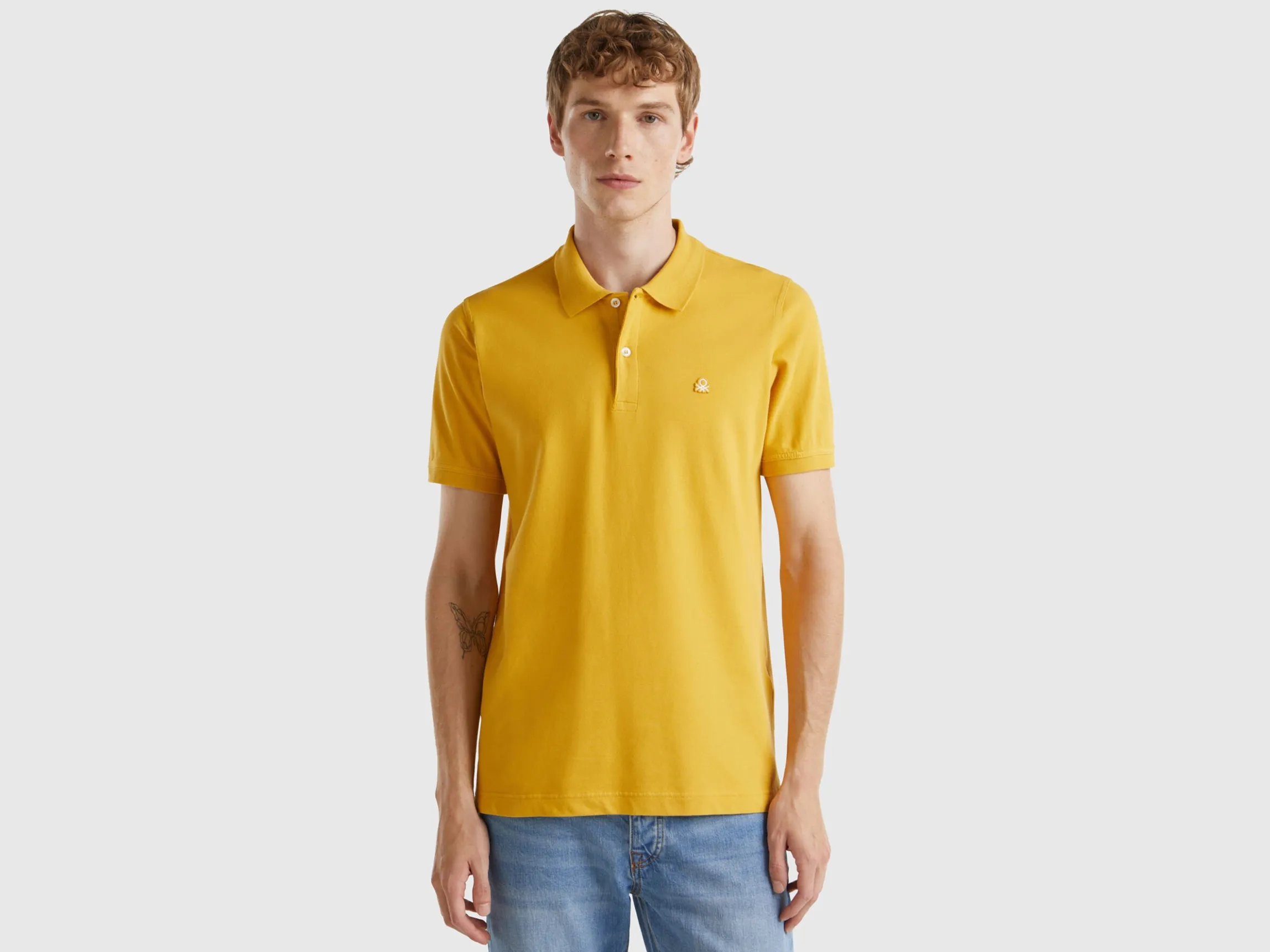 Ocher yellow slim fit polo