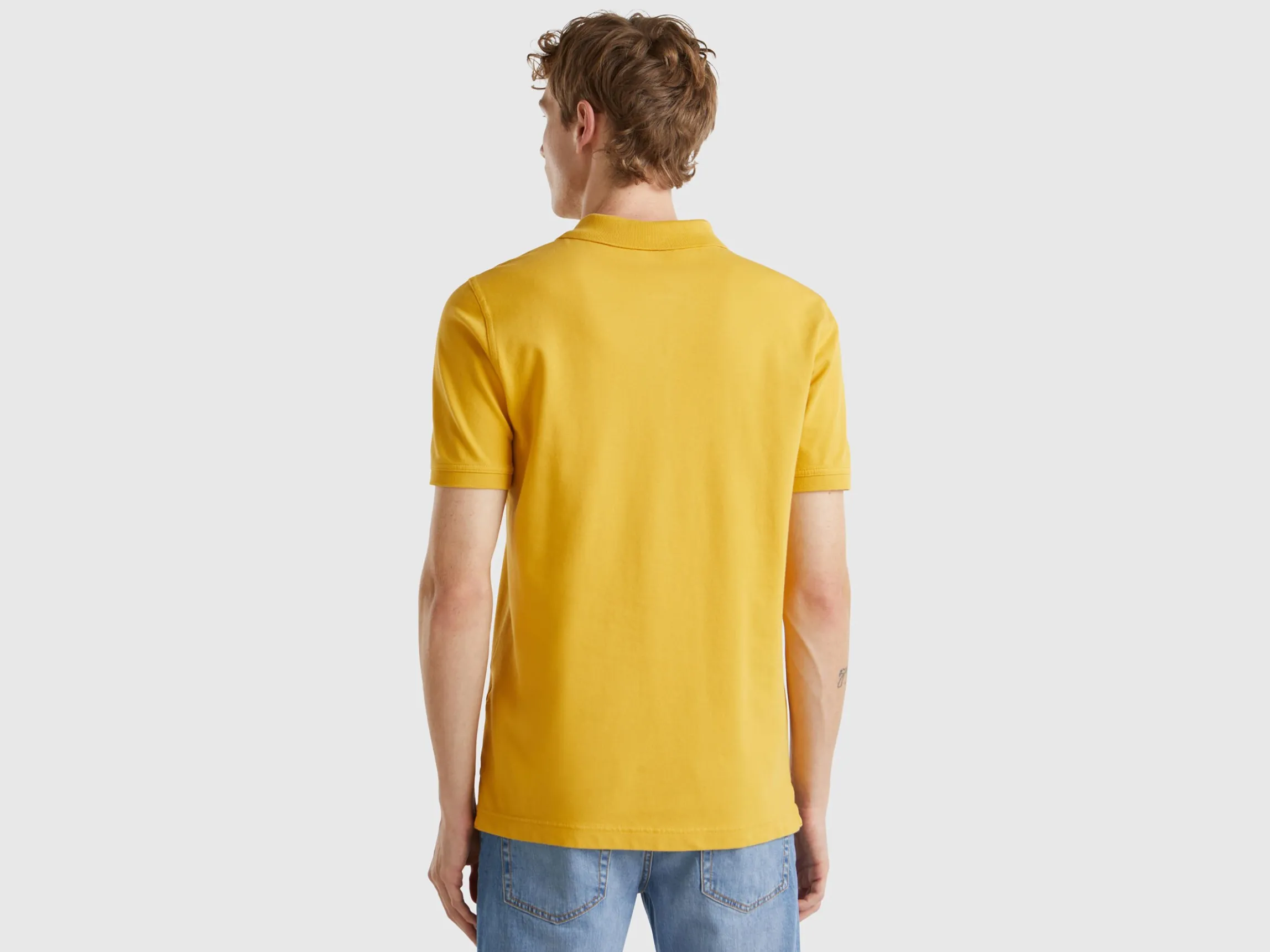 Ocher yellow slim fit polo