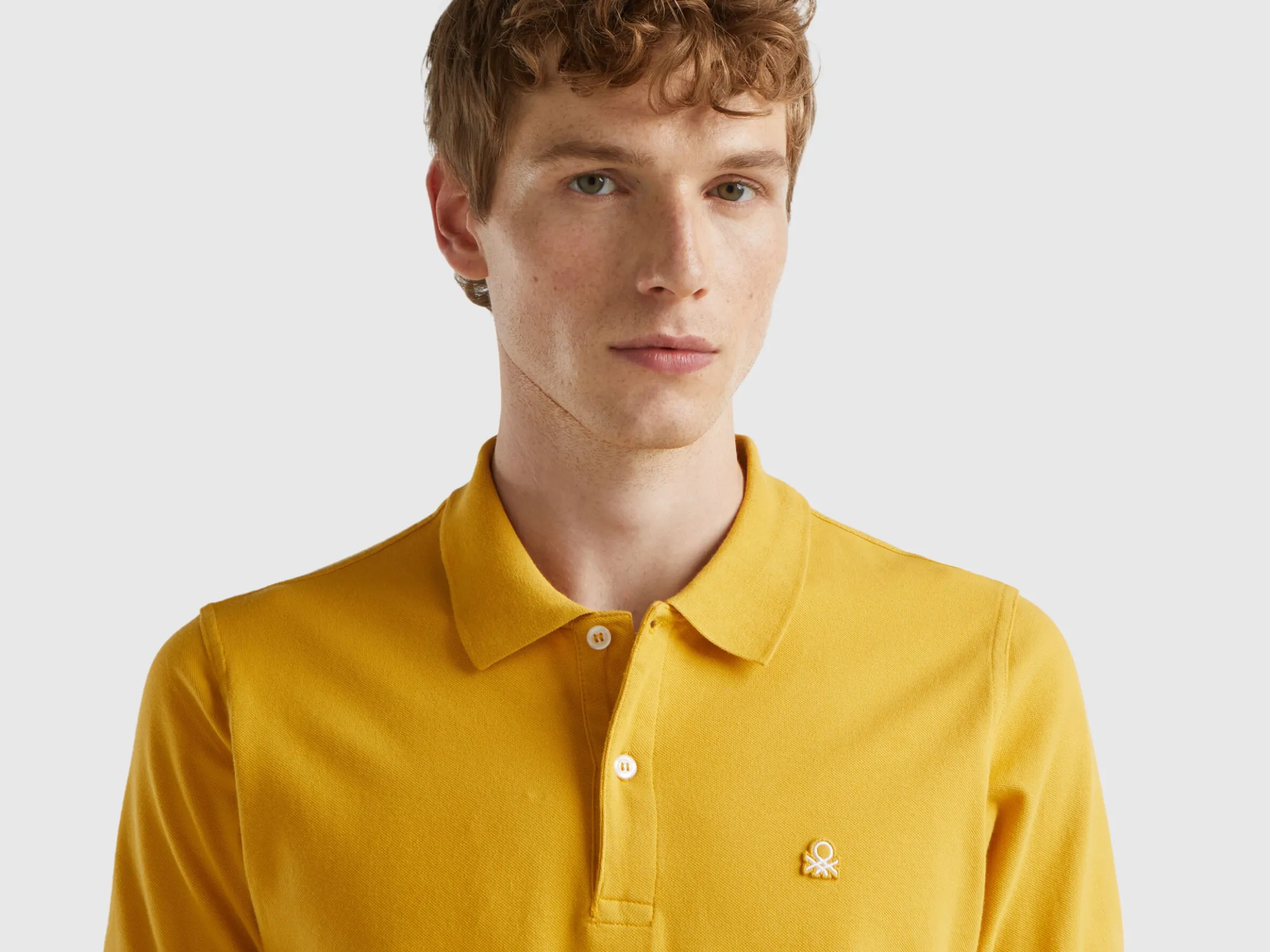 Ocher yellow slim fit polo