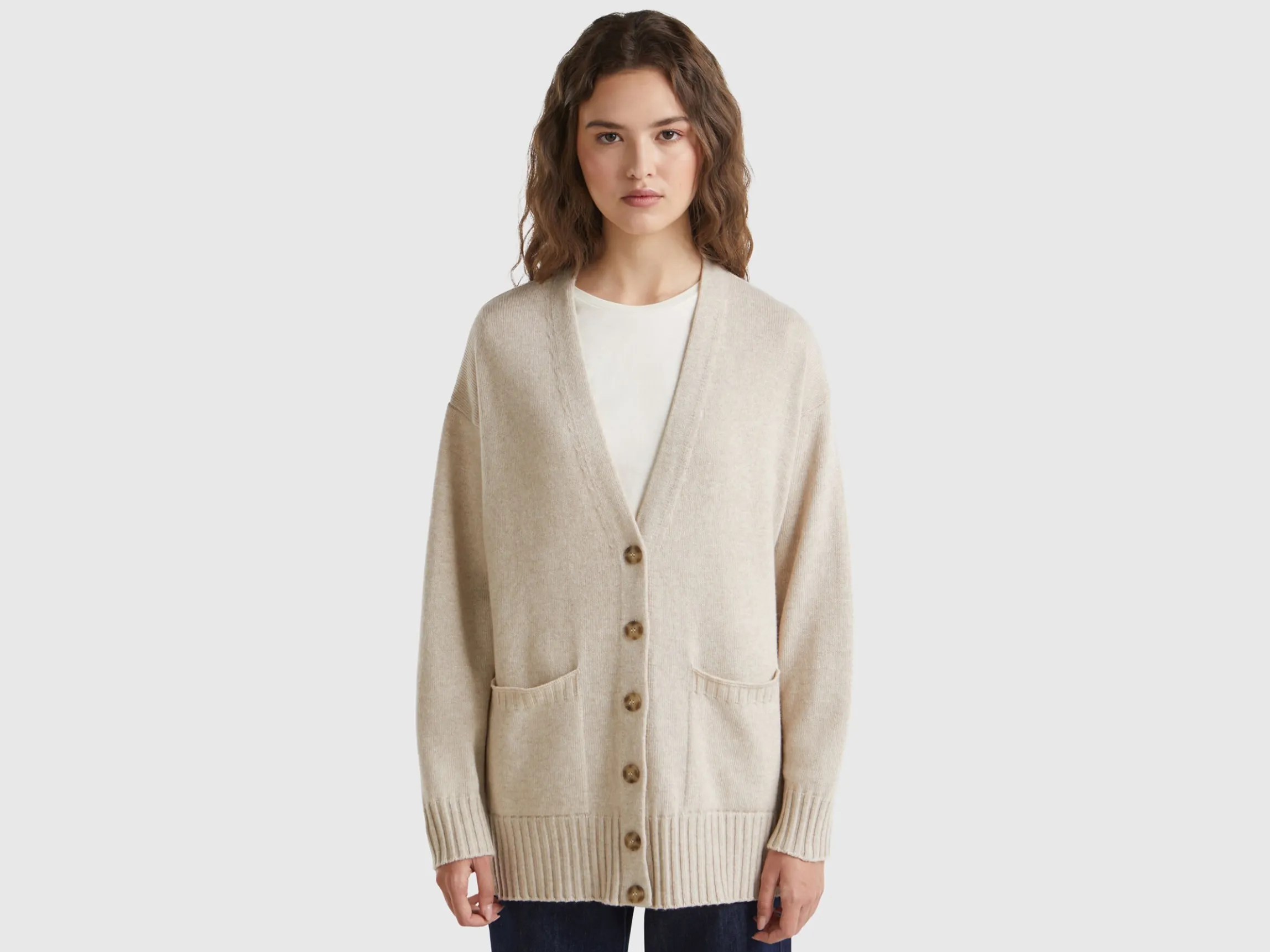 Oversized fit cardigan in wool blend