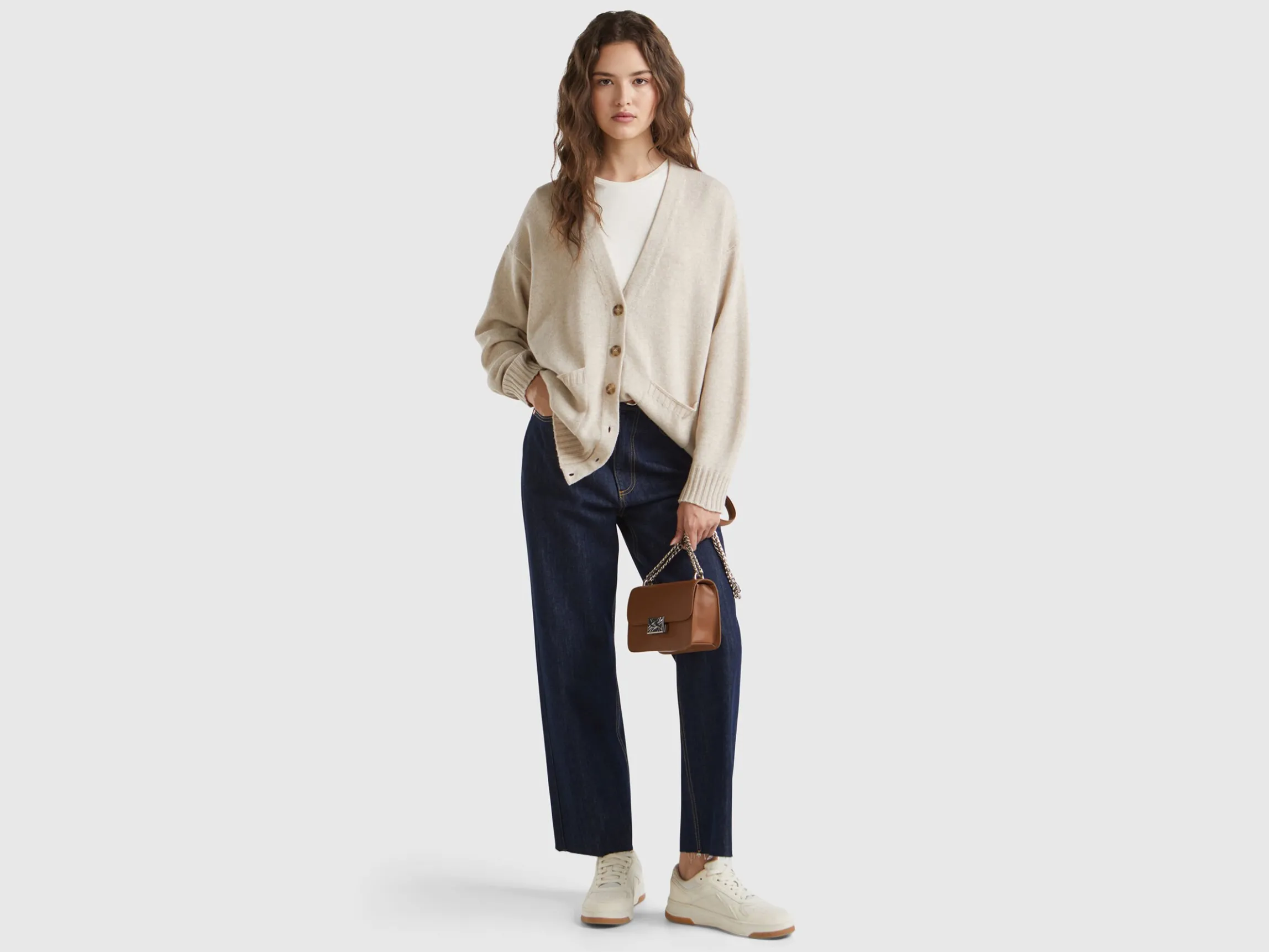 Oversized fit cardigan in wool blend
