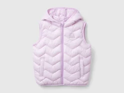 Padded vest in 3D wadding with hood
