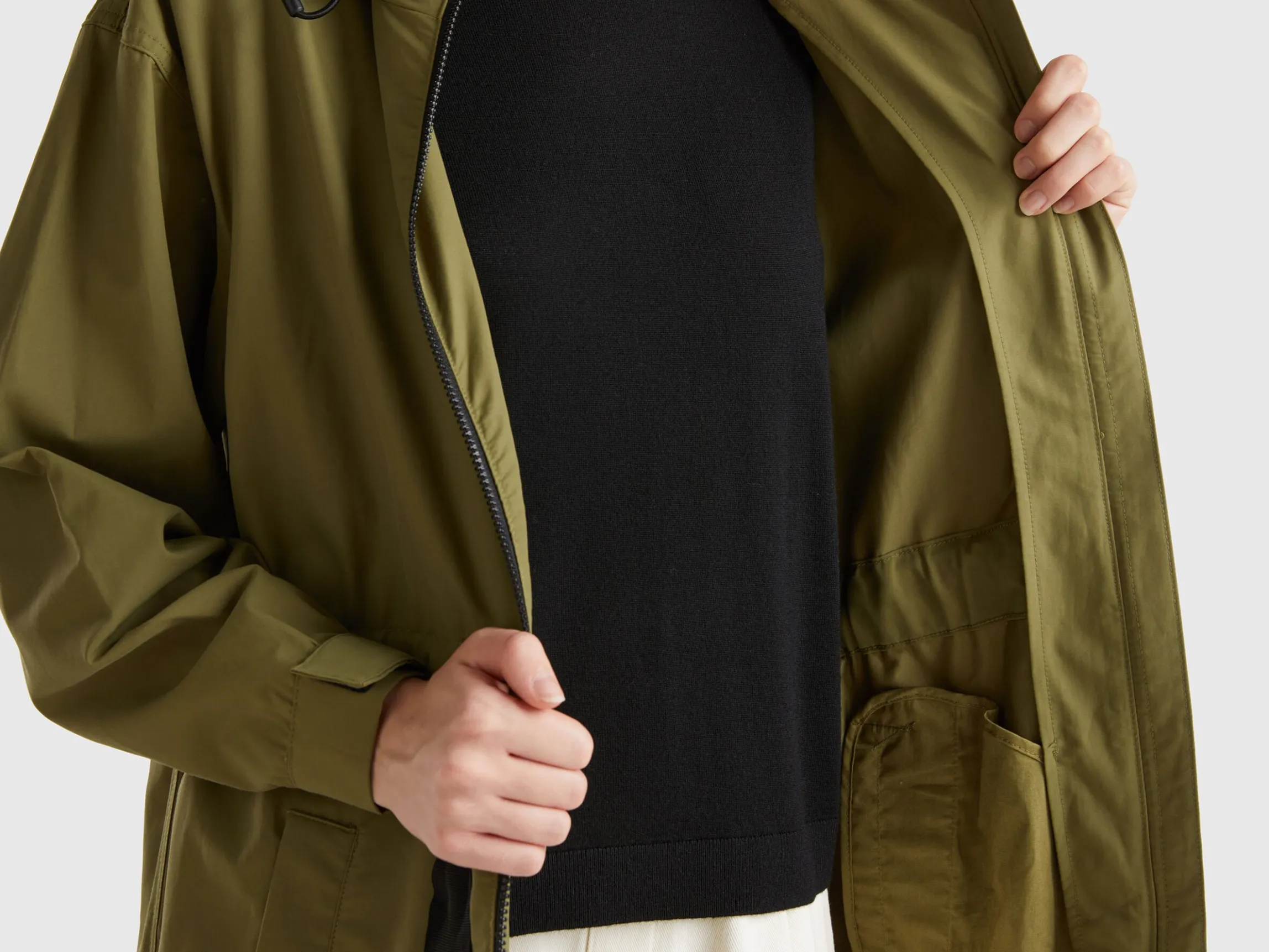 Parka in cotton and nylon "Rain Defender" blend