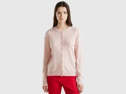 Pastel pink cardigan in wool and cashmere blend