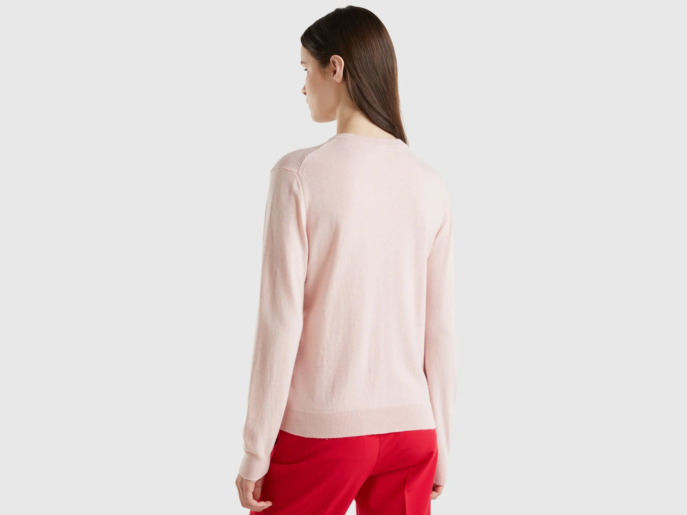 Pastel pink cardigan in wool and cashmere blend