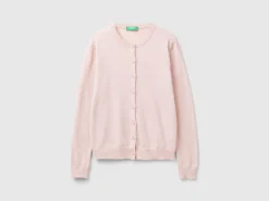 Pastel pink cardigan in wool and cashmere blend