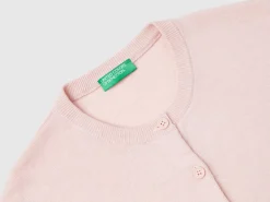 Pastel pink cardigan in wool and cashmere blend