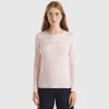 Pastel pink long sleeve t-shirt in 100% cotton