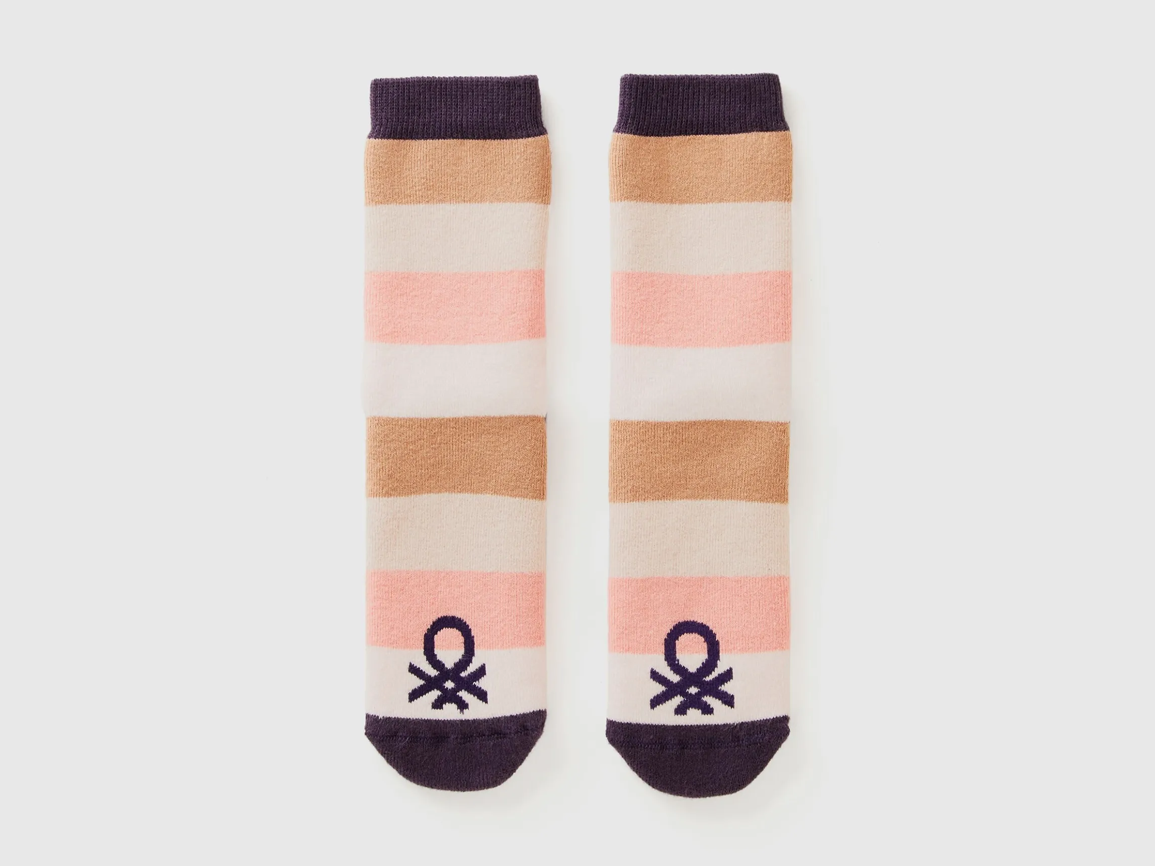 Pink and beige non-slip socks