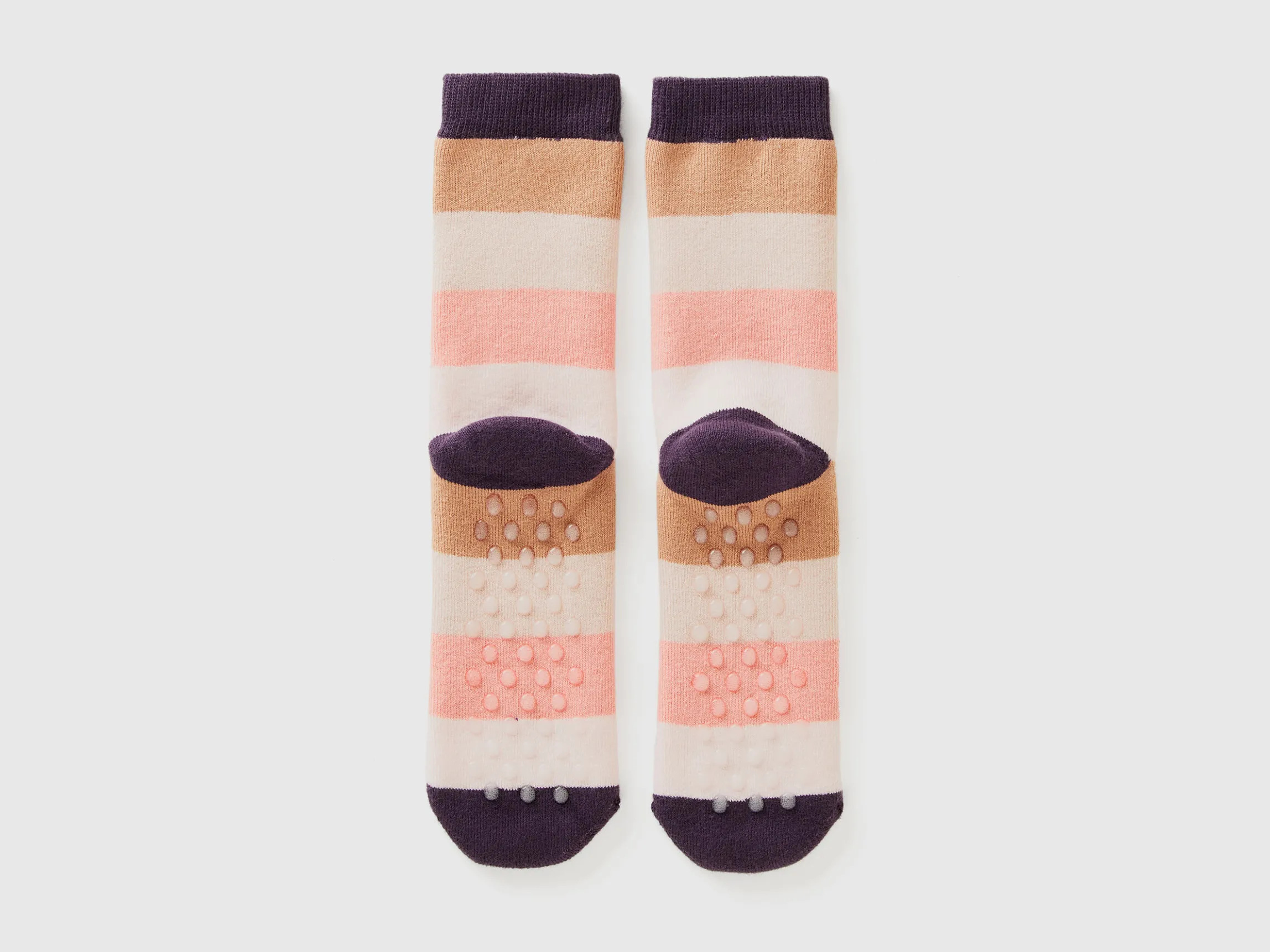Pink and beige non-slip socks