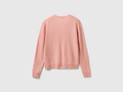 Pink V-neck cardigan in pure Merino wool